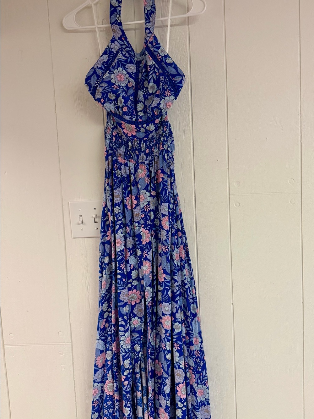 Abel the Label Anthropologie Blue Bell Cottage Floral Halter Maxi Dress- Size M
